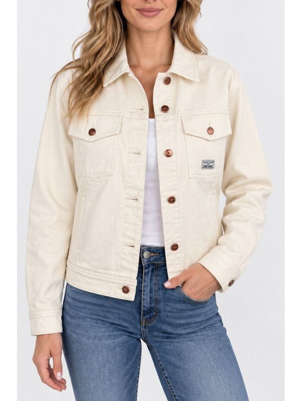 Kimes Ranch Chelsea Jacket Women's Cream Western Ranch Rose Gold buttons